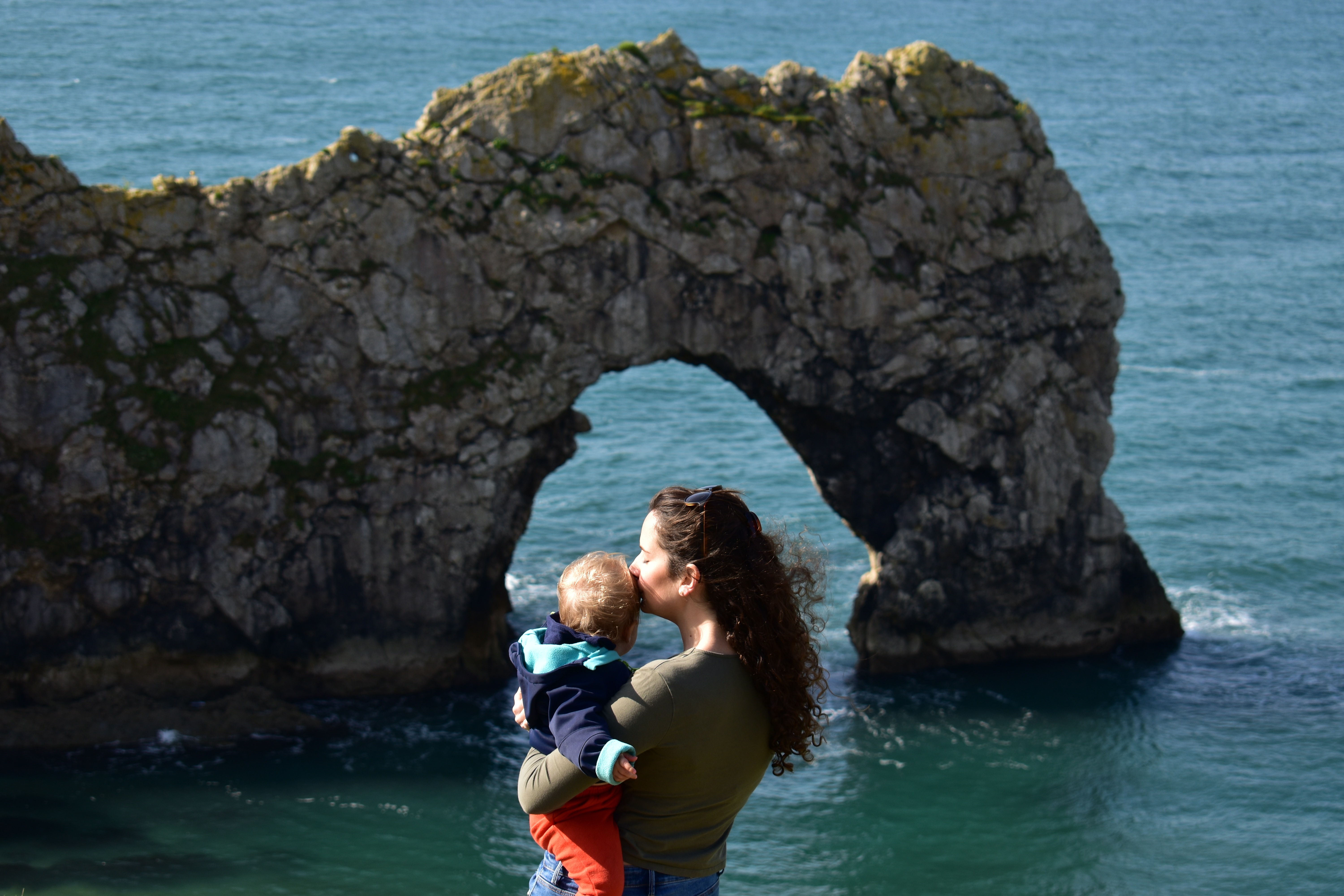 cute mothe and son at durdle door