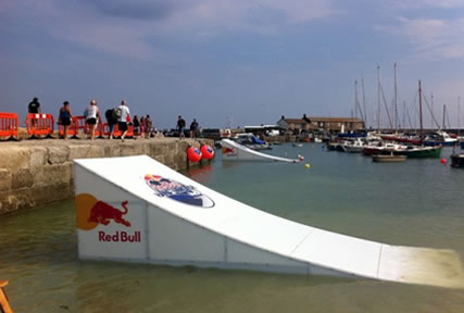 Lyme Regis wakeboarders ramp
